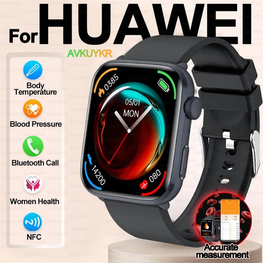 2025 New Blood Pressure AI Diagnosis Smart Watch Men Heart Rate Body temperature IP68 Waterproof NFC Smart Watch For HUAWEI  IOS