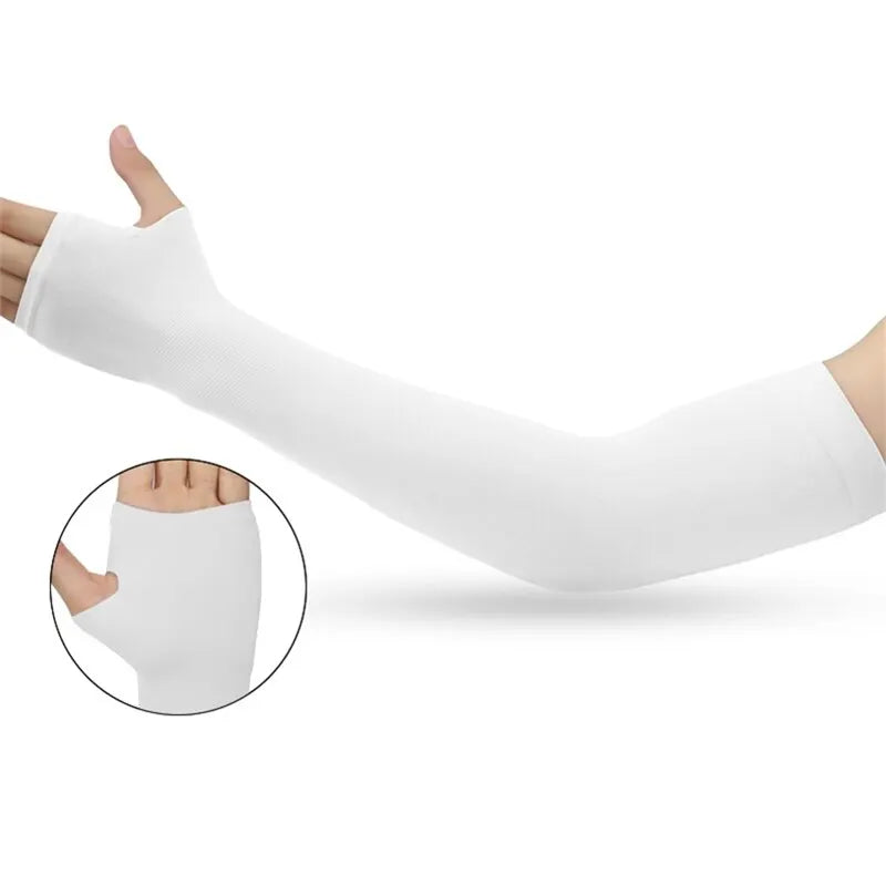 1 Pair Summer Finger Sleeve Ice Cool Wearing High Elastic Elbow Spring Outdoor Riding Fingerless Fishing Custom Ice Silk Sleeve