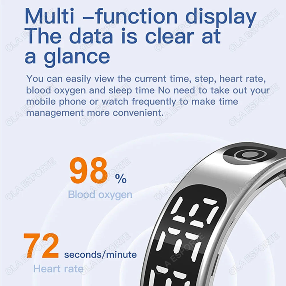 2025 Smart Ring Men Women LED Display Screen Bluetooth Heart Rate Blood Oxygen Monitoring Multi Sports Mode IP68 5ATM Waterproof