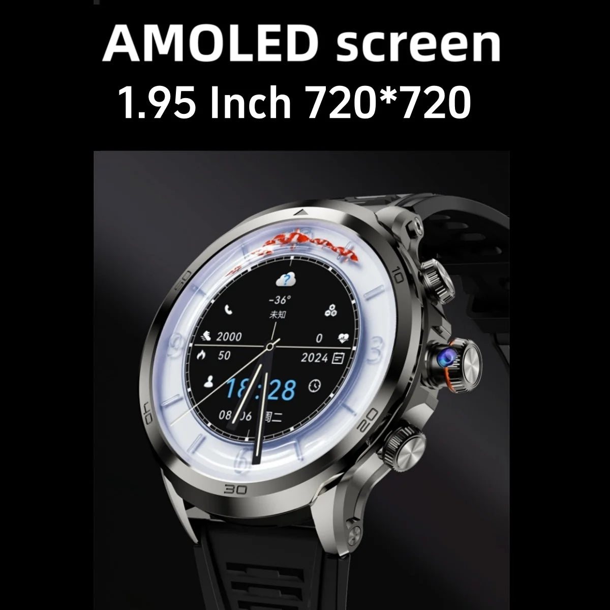 Original H19 Smart Watch Android 10.0 Smartwatch With 190° Rotary Camera GPS WIFI 1.95inch Larger Amoled Screen 256GB Storage