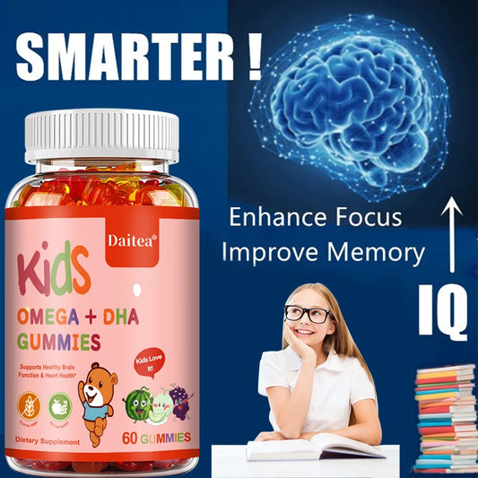 Children's OMEGA+DHA Gummies - Supports The Brain, Joints, Heart, Eyes and Immune System - Contains Omega 3 6 9 + DHA, Vitamin C