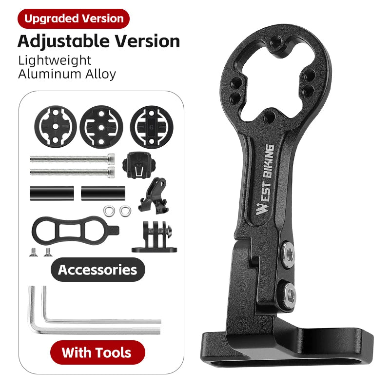 WEST BIKING Adjustable Bicycle Computer Bracket Bike Speedometer Extension Holder Garmin Bryton Wahoo Aluminum Alloy Bike Mount