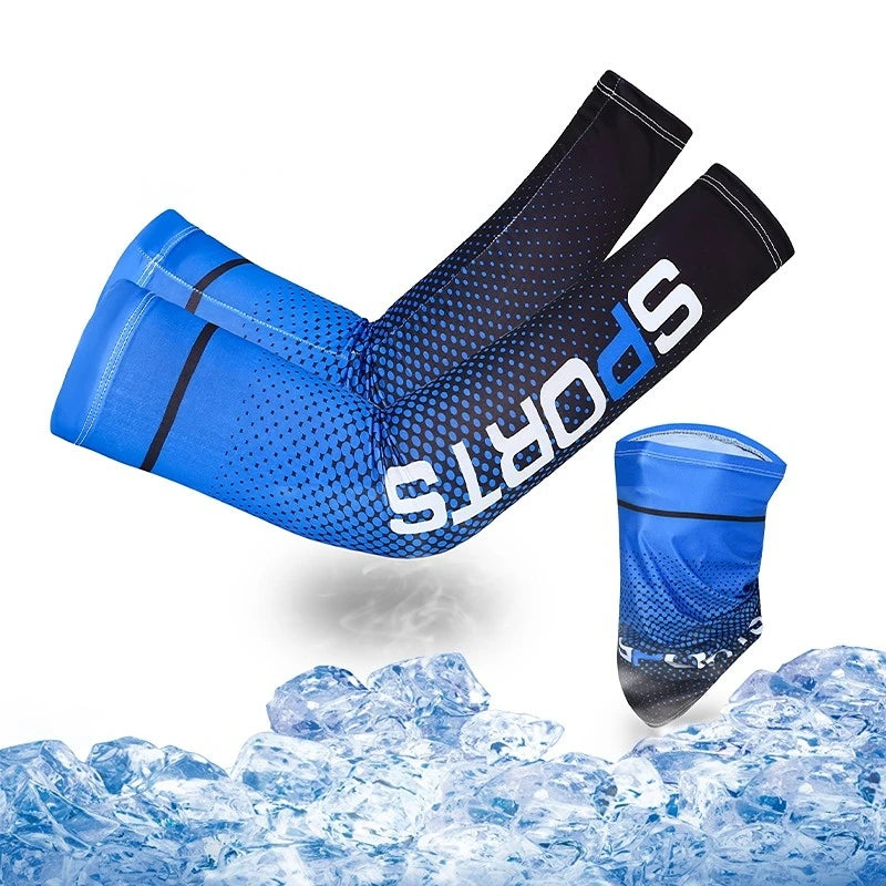 2023New Ice Silk Sleeve Sunscreen Cuff UV Sun Protection Arm Sleeves  Anti-Slip Men Women Long Gloves Outdoor Cool Sport Cycling