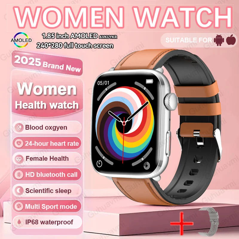 2025 New NFC Smat Watch Women 1.85-inch Blood Pressure Heart Rate Bluetooth Call Female Health Smarwatches Ladies For HUAWEI IOS