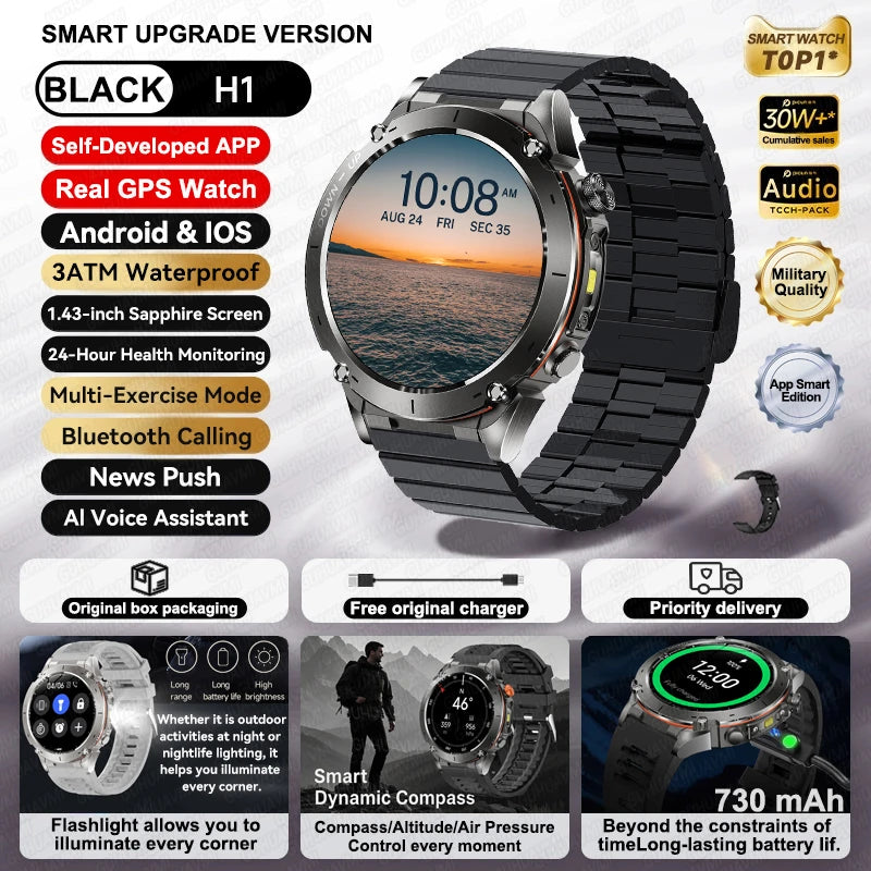 2025 New For Xiaomi IOS Ultra GPS Smart Watch 10ATM Waterproof Built-in Dual-band GNSS Compass Military Sport Men SWIM Bracelet