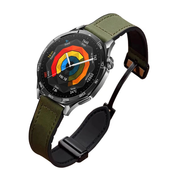 22mm Leather Silicone Strap For Huawei Watch GT 5 Pro GT5 GT4 GT3 GT2 Magnetic Buckle Bracelet For Huawei Watch 4/3 Pro Band