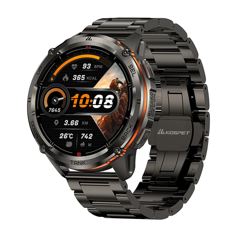 KOSPET TANK T3 Ultra 2 GPS Smart Watch Men Compass Altimeter Barometric Bluetooth Call 5ATM IP69K Waterproof Digital Men's Watch
