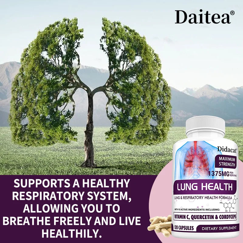 Lung Health Supplement, Detox, Cleanse, Lung Support, Respiratory Health with Vitamin C, Quercetin, Cordyceps