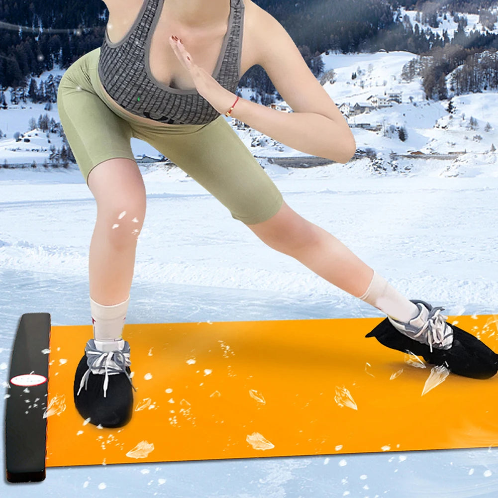 1.4/1.8/2M Yoga Sliding Mat Sports Fitness Glide Plate Skating Slide Board with Shoe Booties For Ice Hockey Leg Exercise Trainer