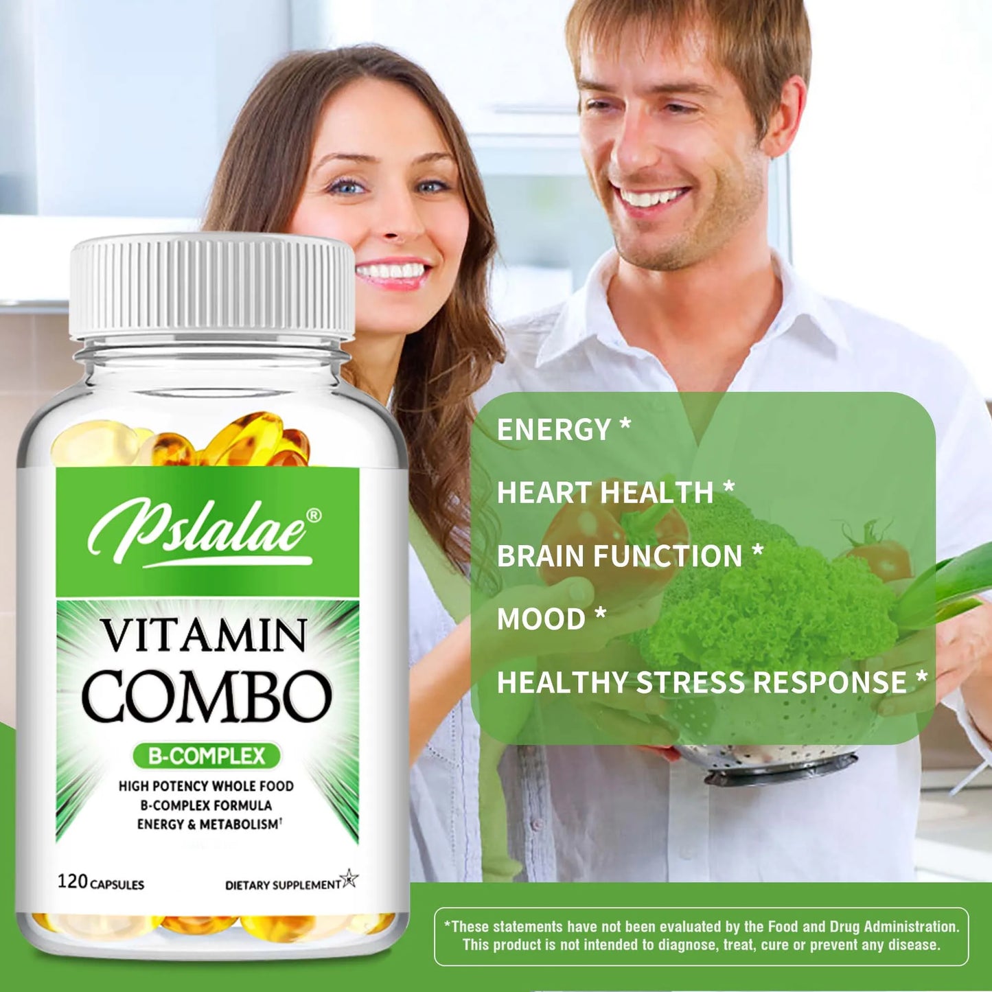 B Vitamin Capsules - Improve Mood, Nervous System and Increase Energy - 120 Capsules