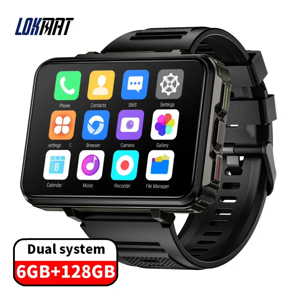 LOKMAT APPLLP 5 MAX Android Watch Phone Square Big Screen Wifi 4G Calls Smartwatches Dual Camera with Flashlight Gaming Watch