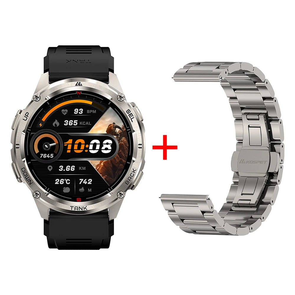 KOSPET TANK T3 Ultra 2 GPS Smart Watch Men Compass Altimeter Barometric Bluetooth Call 5ATM IP69K Waterproof Digital Men's Watch