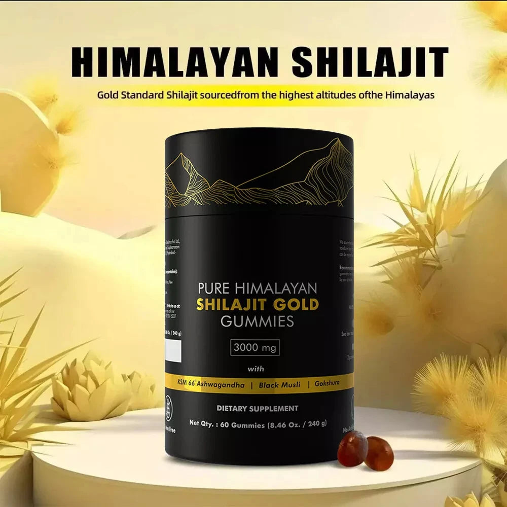 Pure Himalayan Shilajit Gummies, 3000 Mg Gold Grade Shilajit with Ashwagandha, Gokshura for Energy and Immune Support