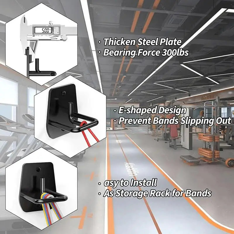 3pcs Multi-Purpose Home Gym Hook For Exercise Space Saving Resistance Band Metal Wall Hook Equipment Home Fitness Attachment