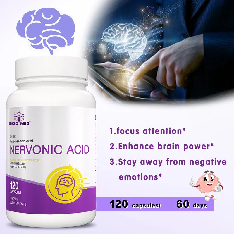 Neuroacid Brain Nootropics, Supports Stress Relief, Focus, Intelligence, Vision, Brain Development, 120 Capsules