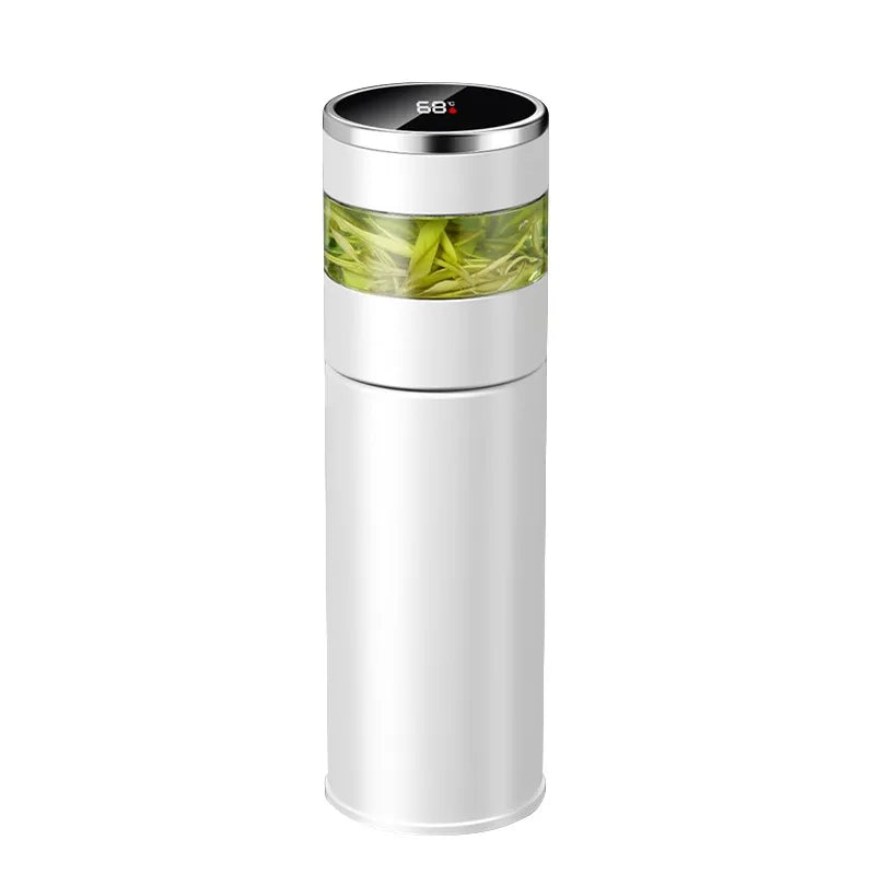 Cups Intelligent 304 Stainless Steel Vacuum Cup Temperature LED Display Tea Cup With Glass Partition Tea And Water Vacuum Bottle