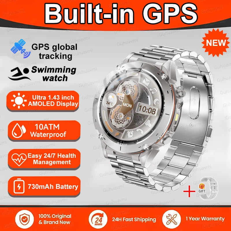 2025 New For Xiaomi GPS Sports Smart Watch 10ATM Waterproof Built-in Dual-Band GNSS Compass Altimeter Military Grade Smartwatchs
