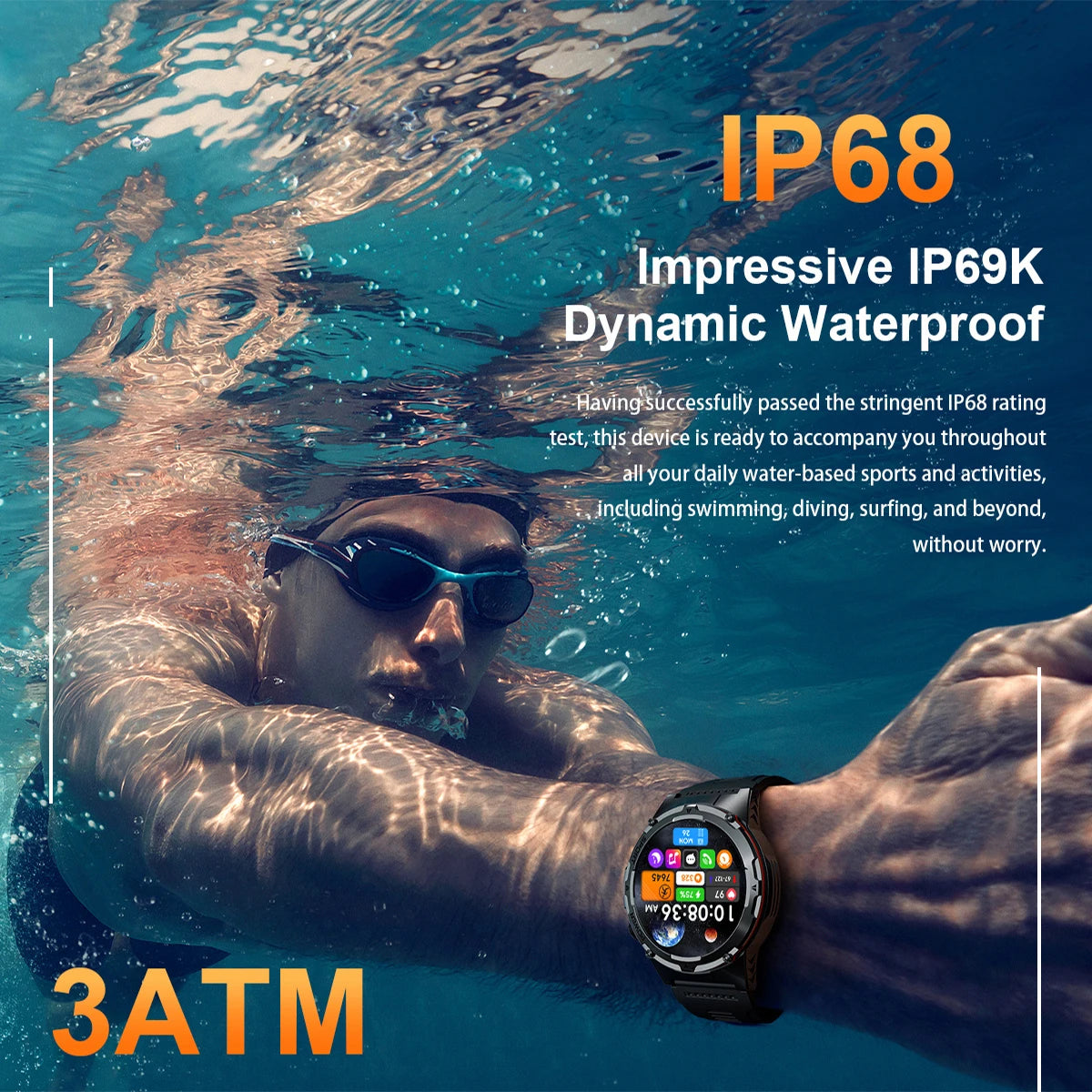 2025 New Outdoor Military Smart Watch Men GPS Trackr IP68 Waterproof 500mAH Health Monitor Bluetooth call Sports Laser Bracelet