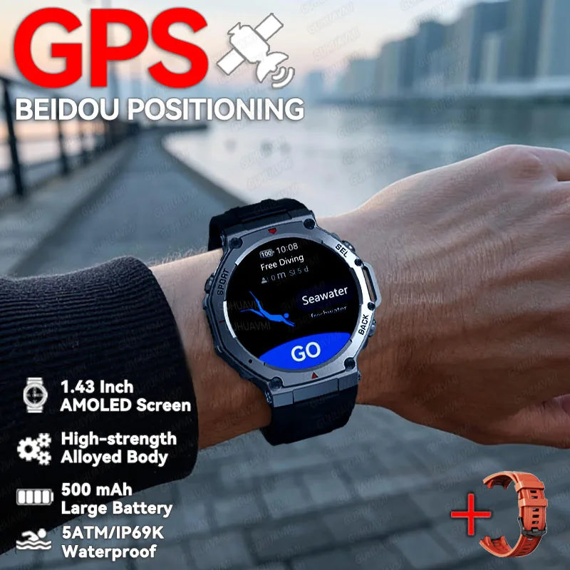 2025 New T-Rex 3 GPS SmartWatch Ultra Men 10ATM IP69K Waterproof Smartwatch Compass Altimeter Barometric Bracelet For HUIAWE IOS