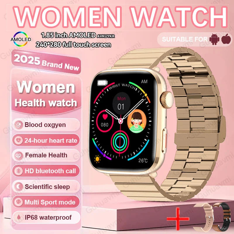 2025 New NFC Smat Watch Women 1.85-inch Blood Pressure Heart Rate Bluetooth Call Female Health Smarwatches Ladies For HUAWEI IOS