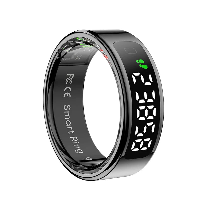 New R12 Smart Ring with Display Screen Touch Health Manager Wireless Charge Multi Sports Modes 5 ATM Waterproof For Men Women