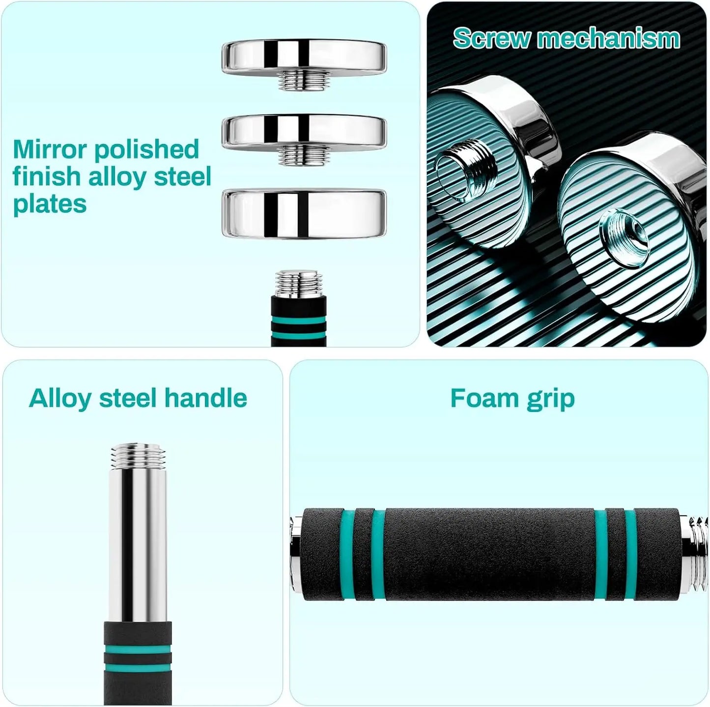 Steel Adjustable Dumbbell Set Of 2, 5/10/15Lb Free Weights Dumbbells Set, Non-Slip And Comfortable Foam Handle, Adjustable