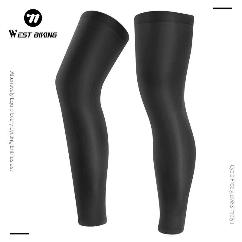 WEST BIKING Ice Silk Cycling Leg Sleeves Cool Breathable Men Women Outdoor Sports Running Fitness Anti-UV Leg Protection