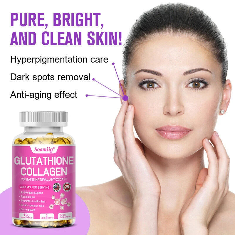 Collagen with Glutathione, Advanced Hydrolyzed Formula for Optimal Absorption, Skin, Hair, Nails & Joints, Natural Antioxidant
