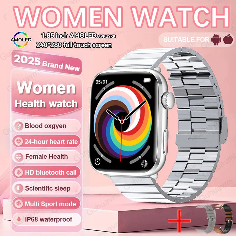 2025 New NFC Smat Watch Women 1.85-inch Blood Pressure Heart Rate Bluetooth Call Female Health Smarwatches Ladies For HUAWEI IOS