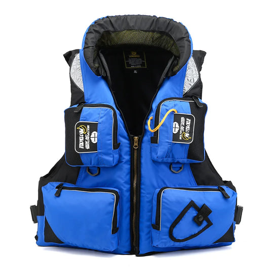 FX L-XXL Professional Life Jacket Vest Fishing Polyester Adult Safety Life Jacket Survival Life Vest Swimming Boating Drifting