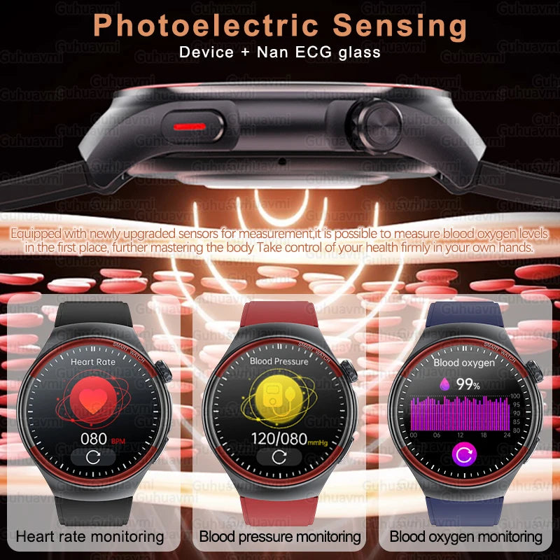 2025 New High-end Laser Detection Smart Watch Men ECG+PPG Precise Blood Pressure Heart Rate BT Call NFC For HUAWEI Health Watche