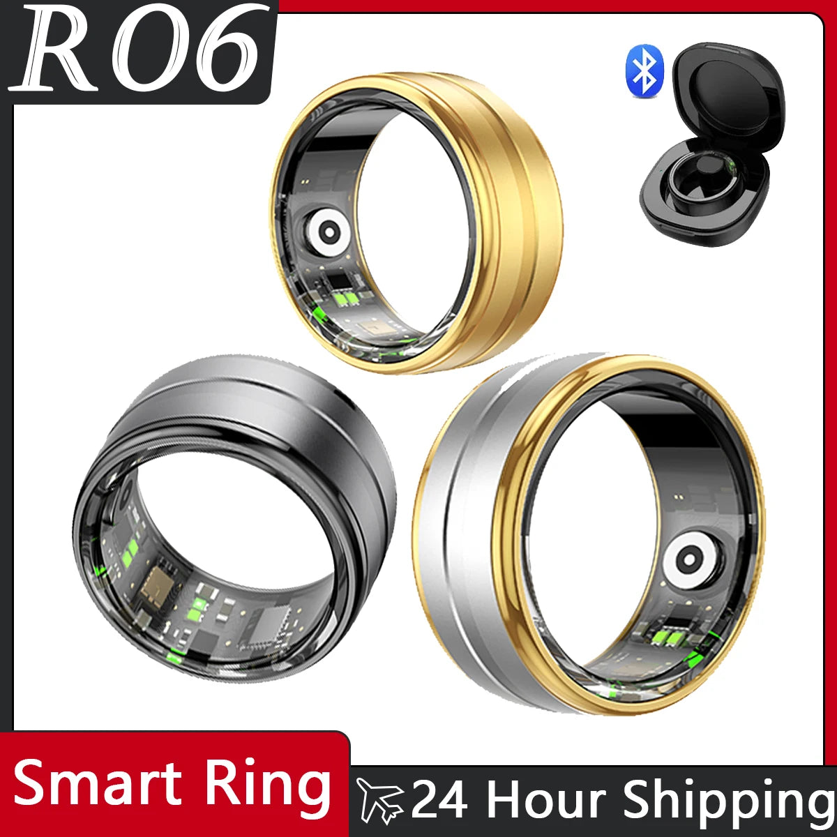 Smart Rings R06 Men Women Blood Oxygen Heart Rate Multipe Sport Mode Sleep Monitoring IP68 Waterproof Titanium Steel Finger Ring