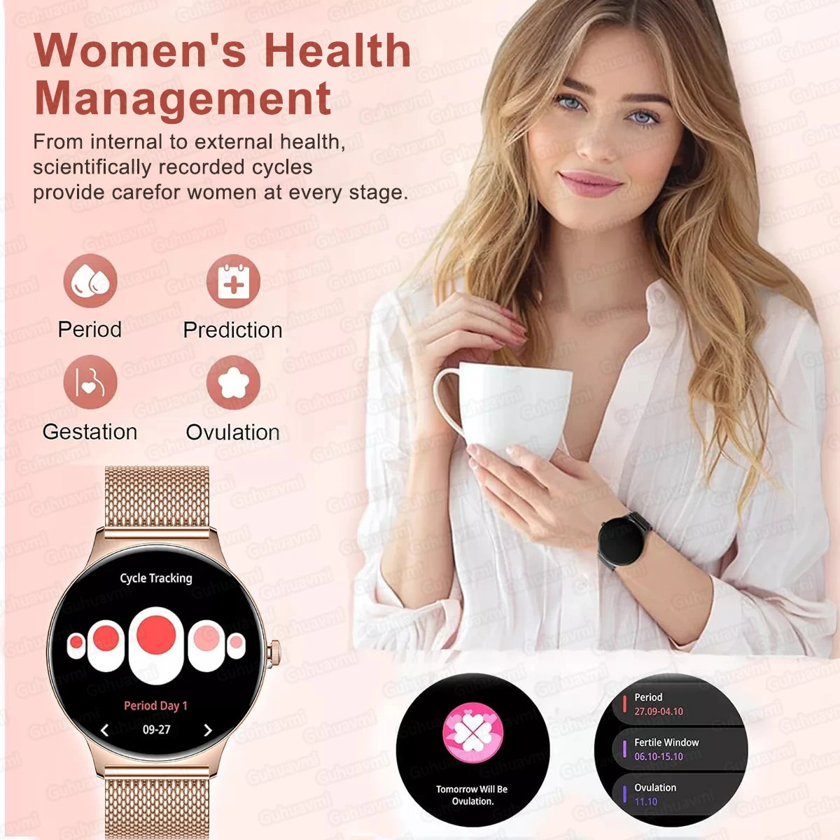2025 New Smart Watch For Women Gift 1.43 Inch Full Touch Screen Sports Fitness Watches Bluetooth Calls Digital Smartwatch Ladies