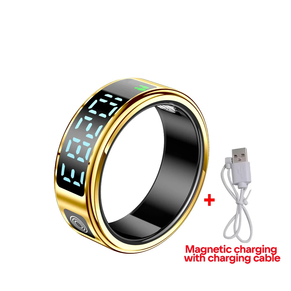 2025 New SR08 Smart Ring Men Women LED Display Screen Heart Rate Blood Oxygen Monitoring 5ATM Waterproof Multi Sports Modes Gift