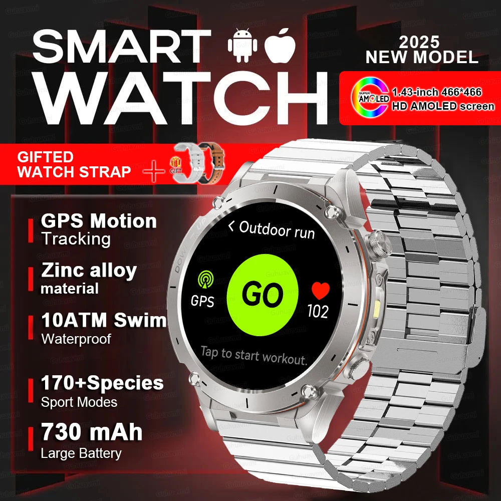 New For HUAWEI Dual-Band Satellite GPS Smartwatch Ultra HD AMOLED Screen Compass 10ATM Waterproof Sports SmartBracelet Men Watch