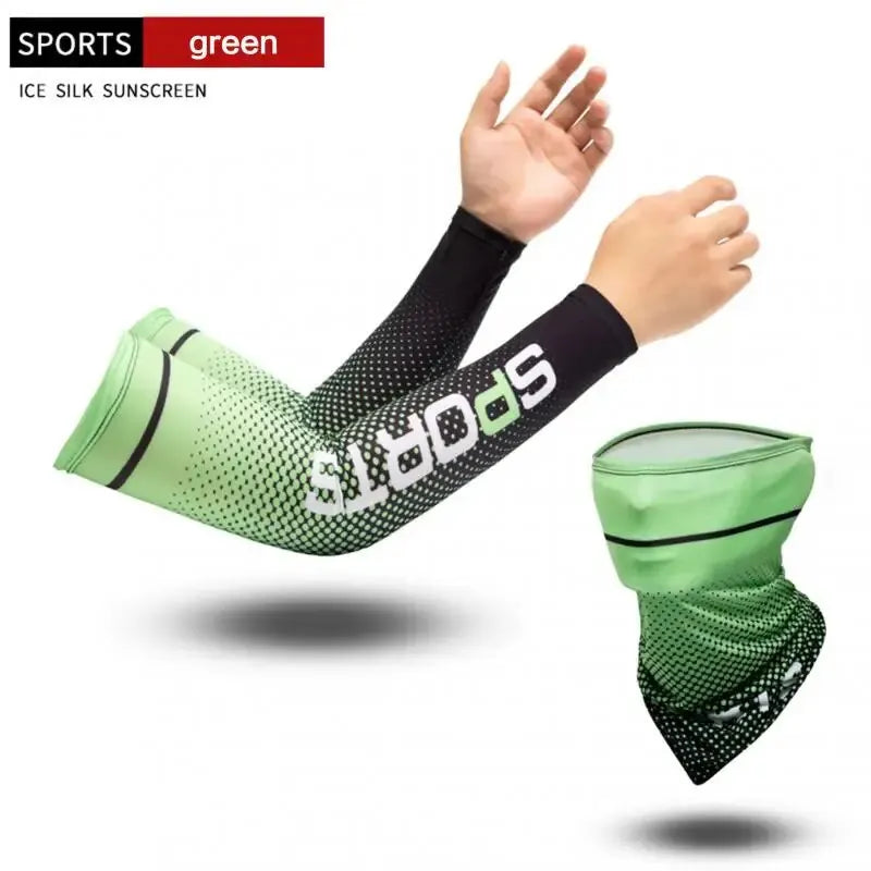 2Pcs Set Sun UV Protection Long Gloves Hand Protector Cover Arm Sleeves Ice Silk Sleeves Outdoor Arm Cool Sport Cycling