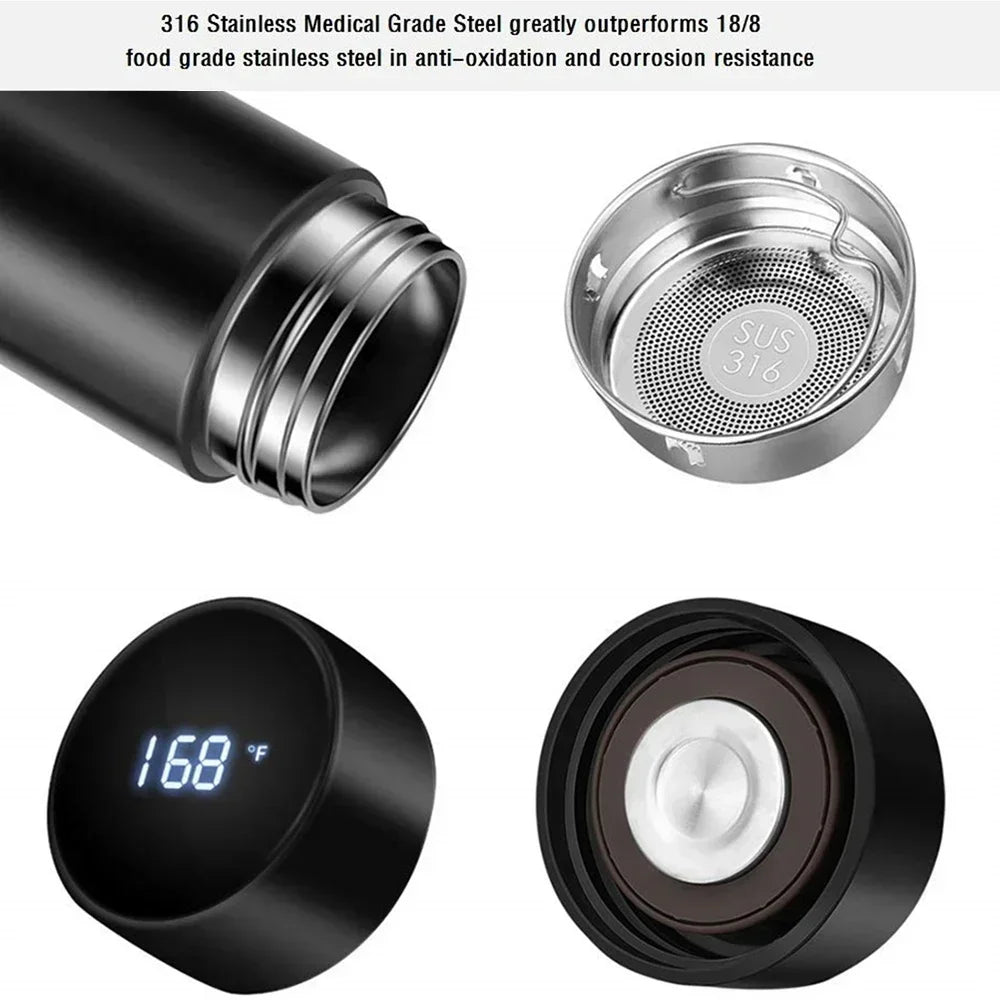 Intelligent Temperature Display Thermal Mug 304 Stainless Steel Thermos Bottle Long-lasting Heat Preservation Cute Water Bottle