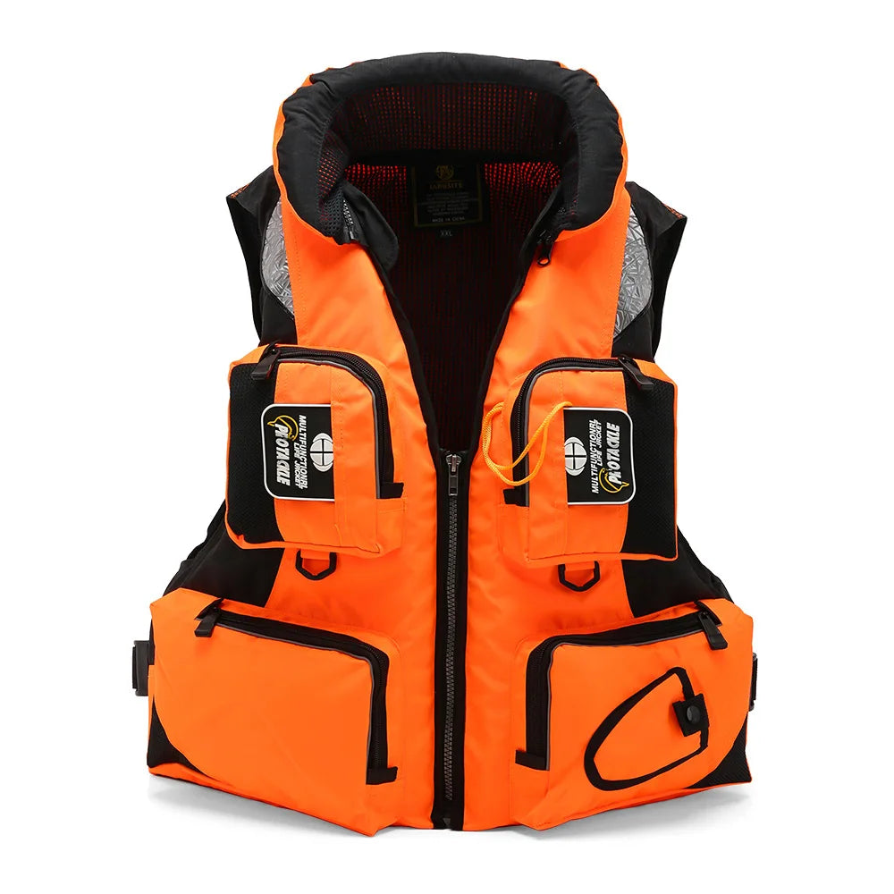 FX L-XXL Professional Life Jacket Vest Fishing Polyester Adult Safety Life Jacket Survival Life Vest Swimming Boating Drifting