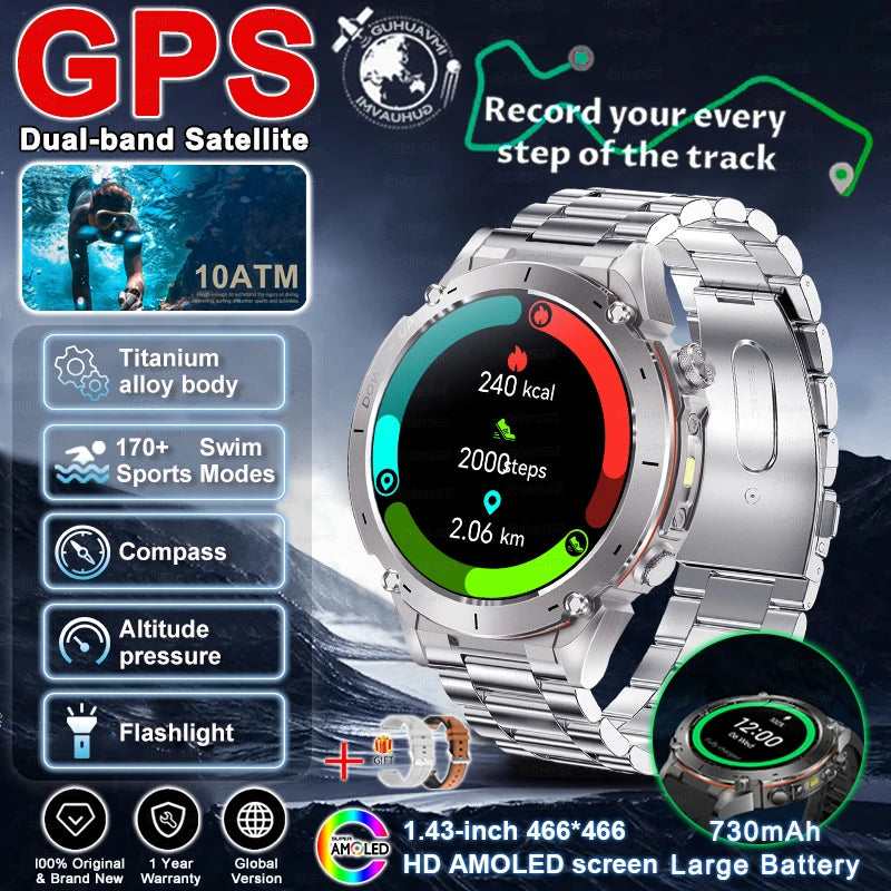 2025 New For HUAWEI IOS Ultra GPS Smart Watch 10ATM Waterproof Built-in Dual-band GNSS Compass Military Sport Men SWIM Bracelet