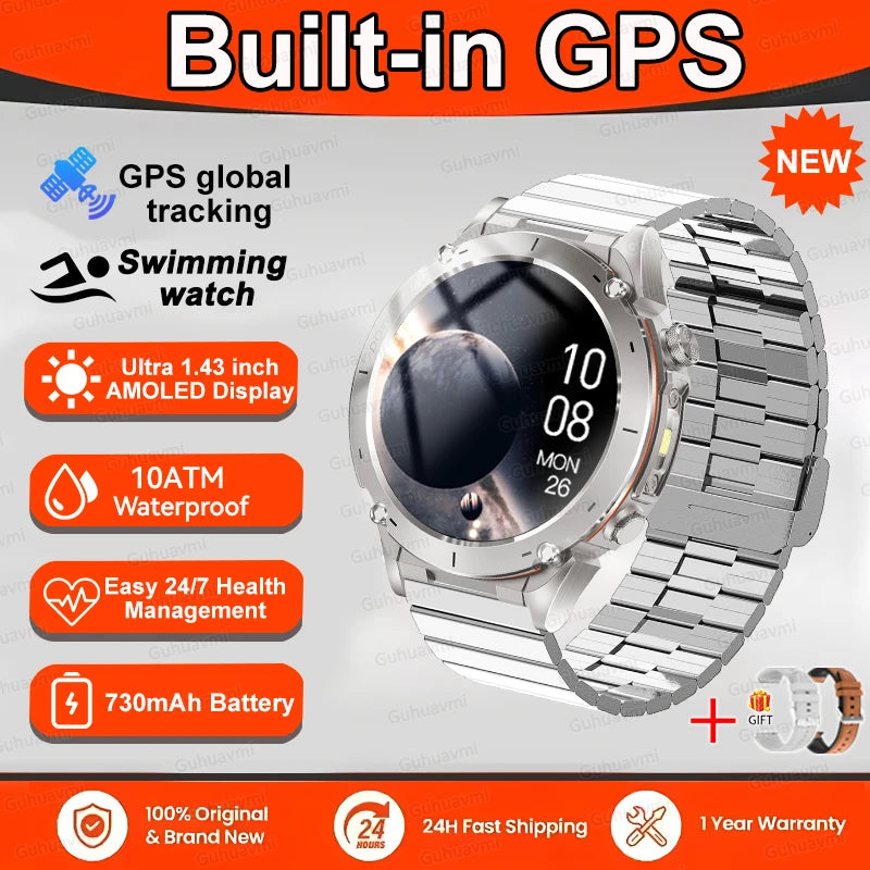 2025 New For Xiaomi GPS Sports Smart Watch 10ATM Waterproof Built-in Dual-Band GNSS Compass Altimeter Military Grade Smartwatchs