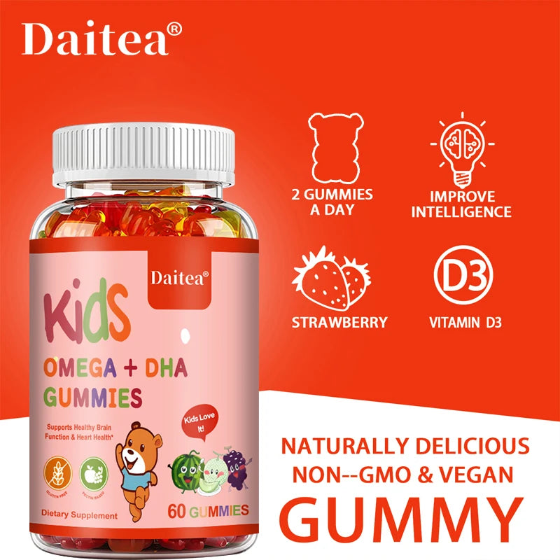 Children's OMEGA+DHA Gummies - Supports The Brain, Joints, Heart, Eyes and Immune System - Contains Omega 3 6 9 + DHA, Vitamin C
