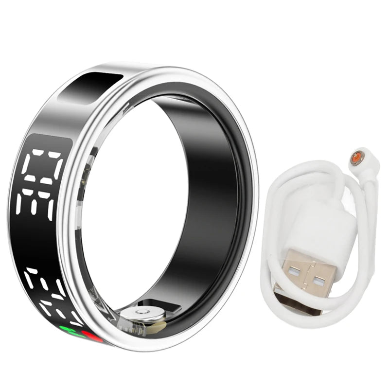 Smart Ring For Men Women Heart Rate Blood Oxygen Health and Sleep Monitor Multi Sport 5ATM Waterproof Ring With LED Display
