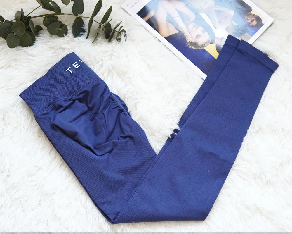 Seamless Yoga Pants Impact Leggings Women High Stretch Low Ribbed Band Scrunch Gym Leggings Fitness Sweat Wicking Workout