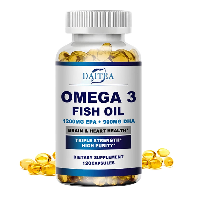 Premium Omega 3 Fish Oil | High EPA 1200 mg + DHA 900 mg | Supports Brain & Heart Health