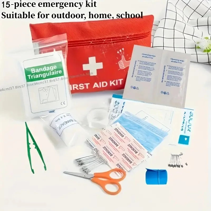 Deluxe First Aid Kit with Carrying Pouch, Outdoor First Aid Kit - Essential Emergency Kit for Camping, Hiking and Travell