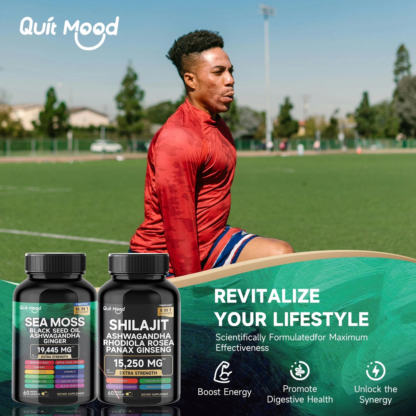 Bundle Sea Moss and shilajit |High Potency Vitality Combo - Ashwagandha Turmeric Bladder, Burdock 2000 Mg  & Ginger, Vitamin C