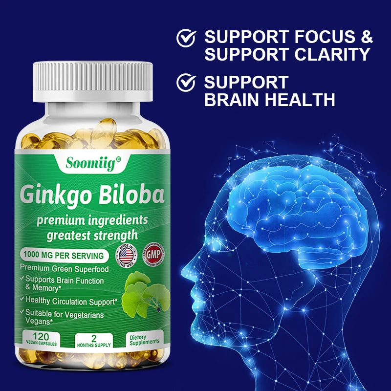 Private Label Ginkgo Biloba Supplements - for brain and mental alertness, boosting energy, mood, endurance, mental health
