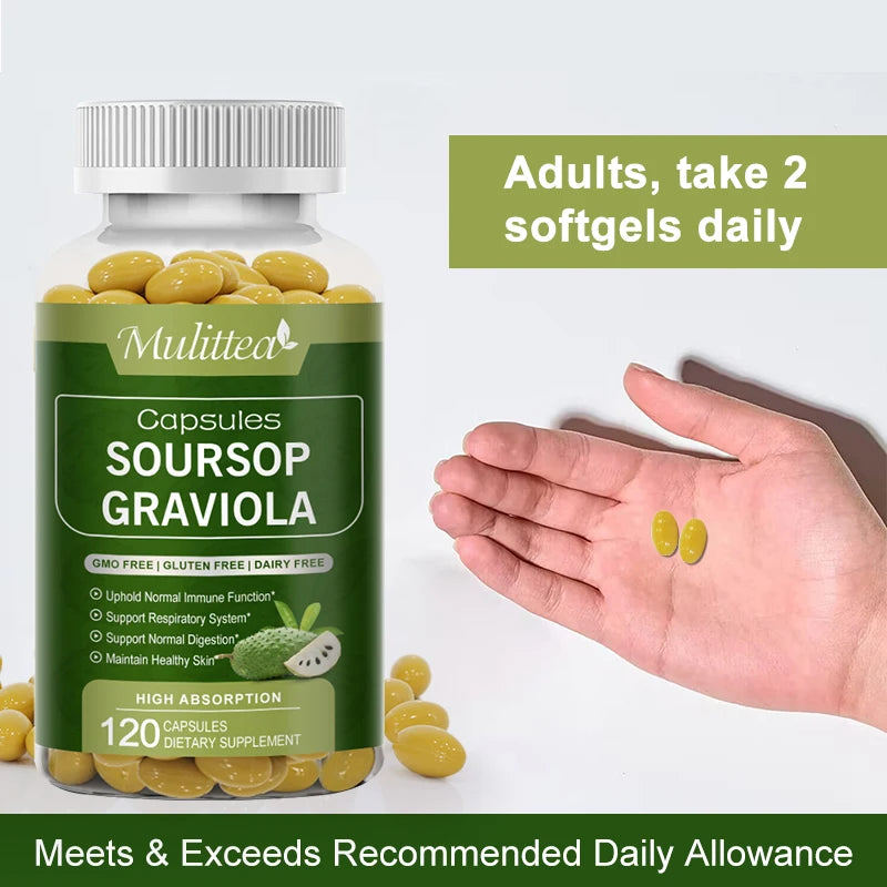 Mulittea Natural Plant Extract Soursop Graviola Capsules Immune Enhancement Promote Digestion & Cellular Health