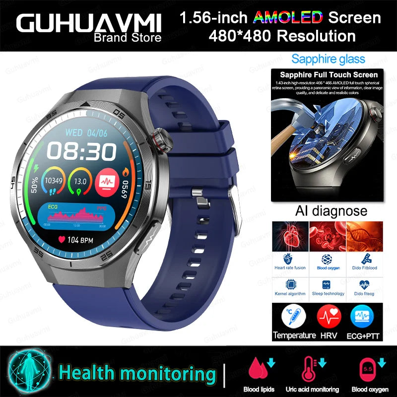 2025 For HUAWEI DT5 Pro  AMOLED Smart Watch Men ECG Micro Physical Examination Heart Rate Blood fat uric Acid Man NFC Smartwatch
