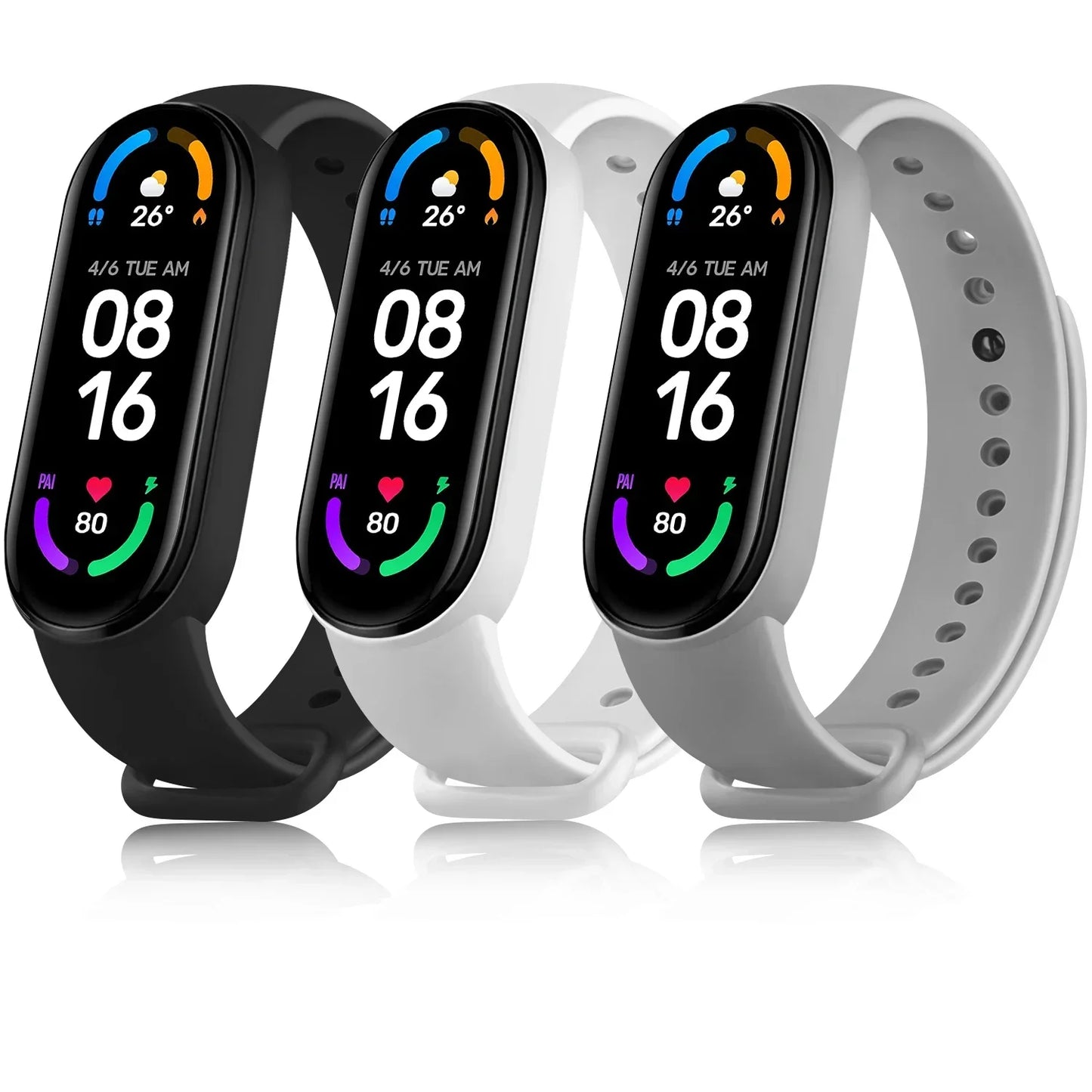 3pcs Soft Silicone Strap For Xiaomi Mi Band 6 5 Amazfit Band 5 Bracelet watch Sport Waterproof For Mi Band 6 5 Strap Wristband